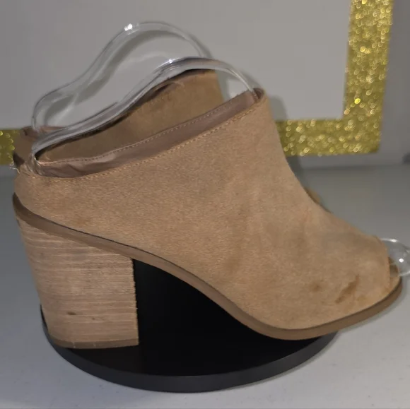 Torrid Tan Block Heel Mules BTI Mules, 9W Open-toe / peep-toe - Picture 7 of 17